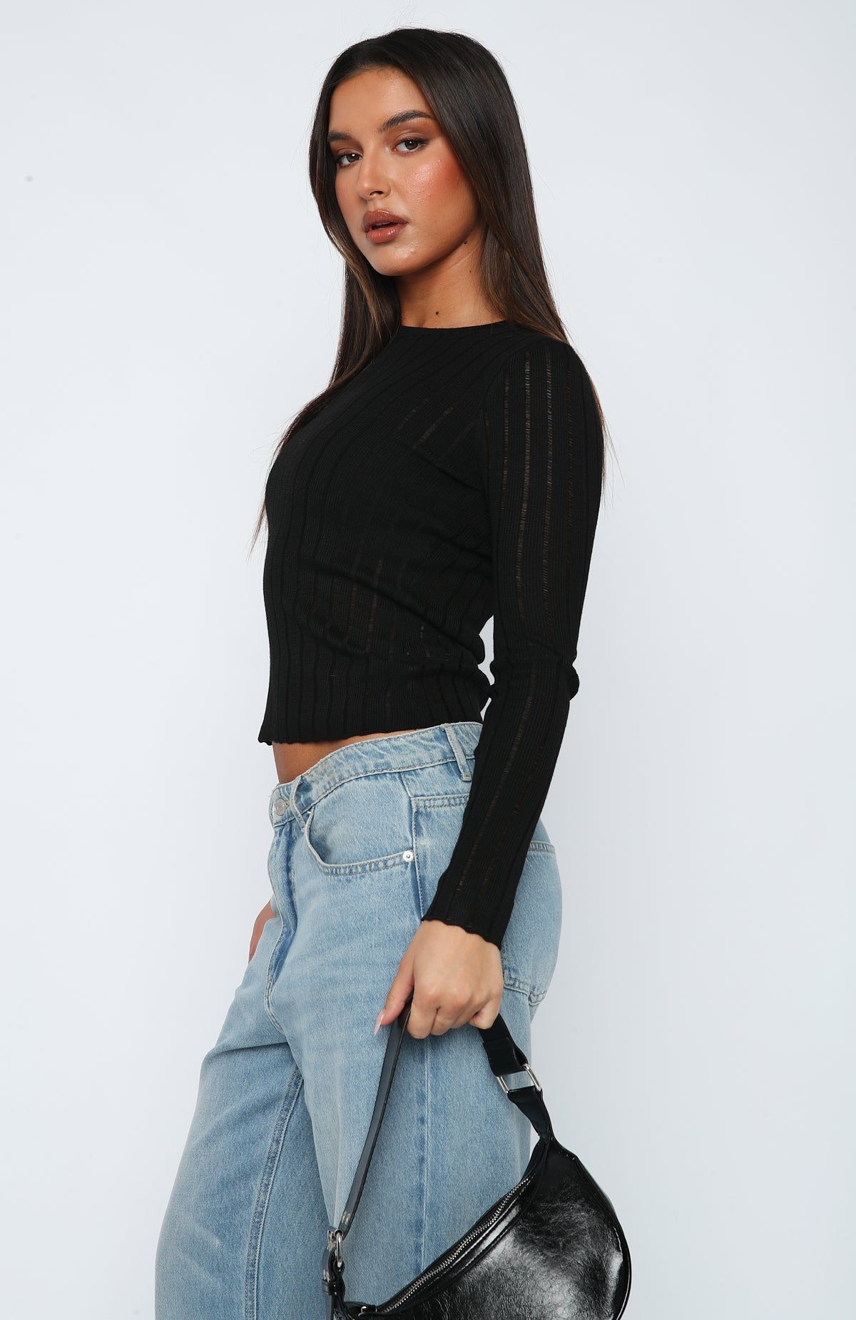 Picture Perfect Long Sleeve Top Black sold by White Fox Boutique product image thumbnail 3