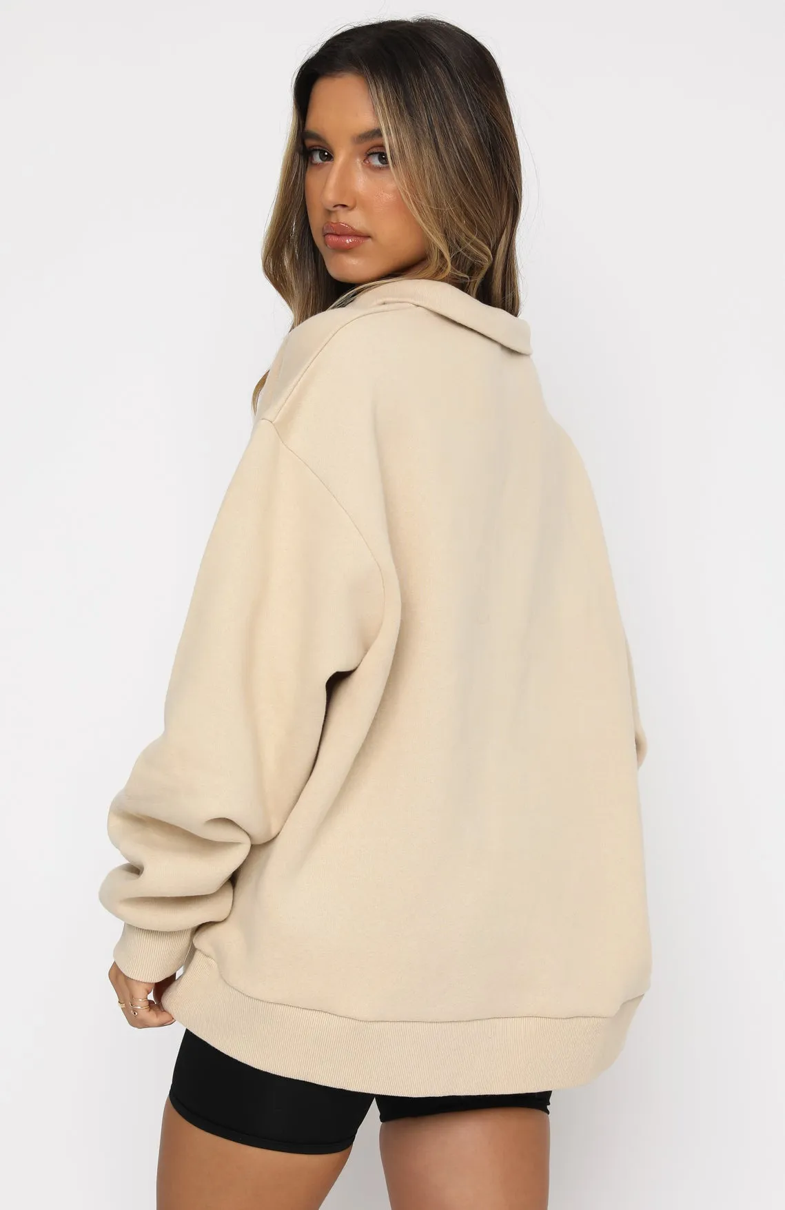 High Standard Zip Front Sweater Sand sold by White Fox Boutique product image thumbnail 4