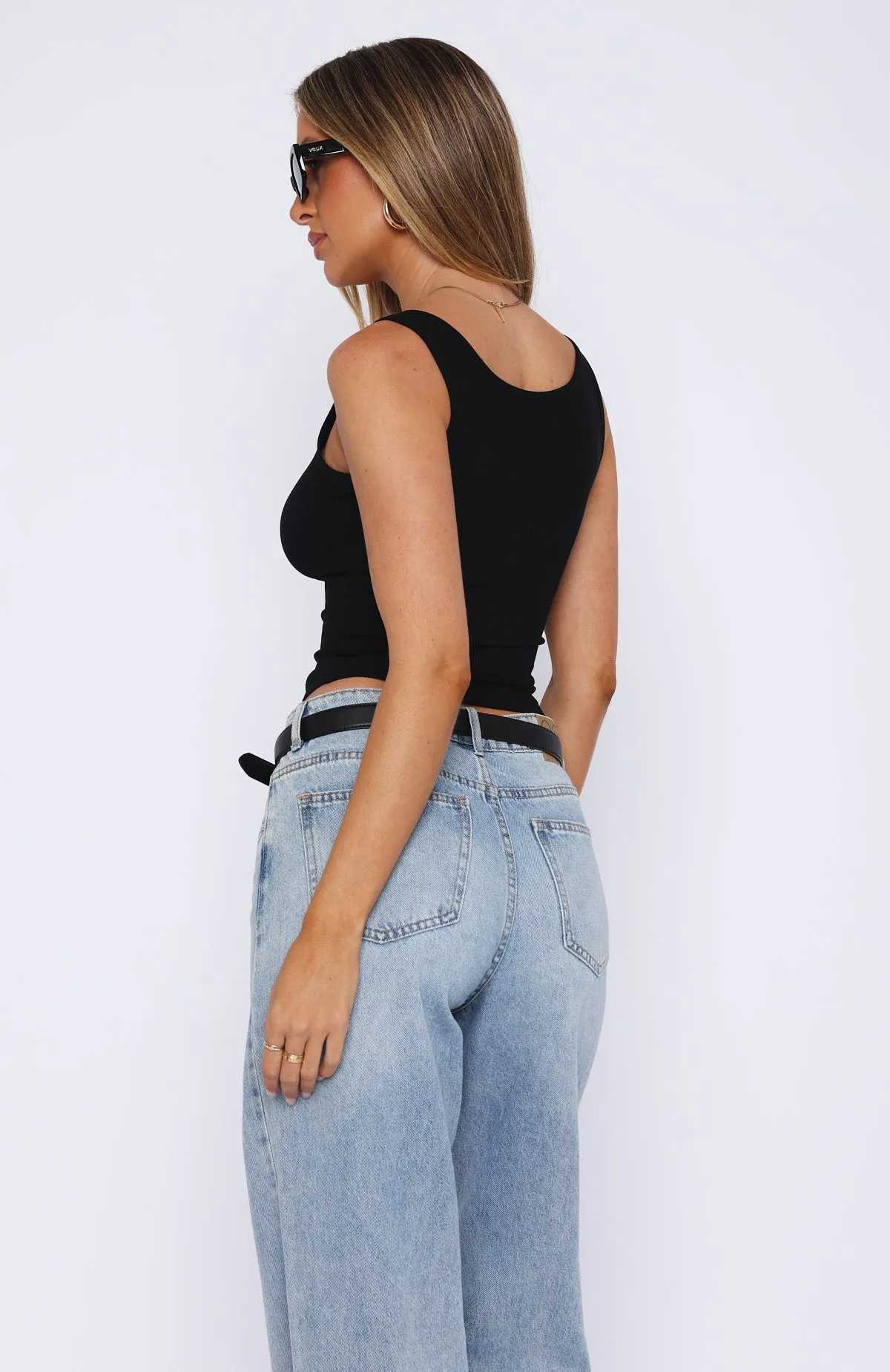 Short Temper Ribbed Top Black sold by White Fox Boutique product image thumbnail 4