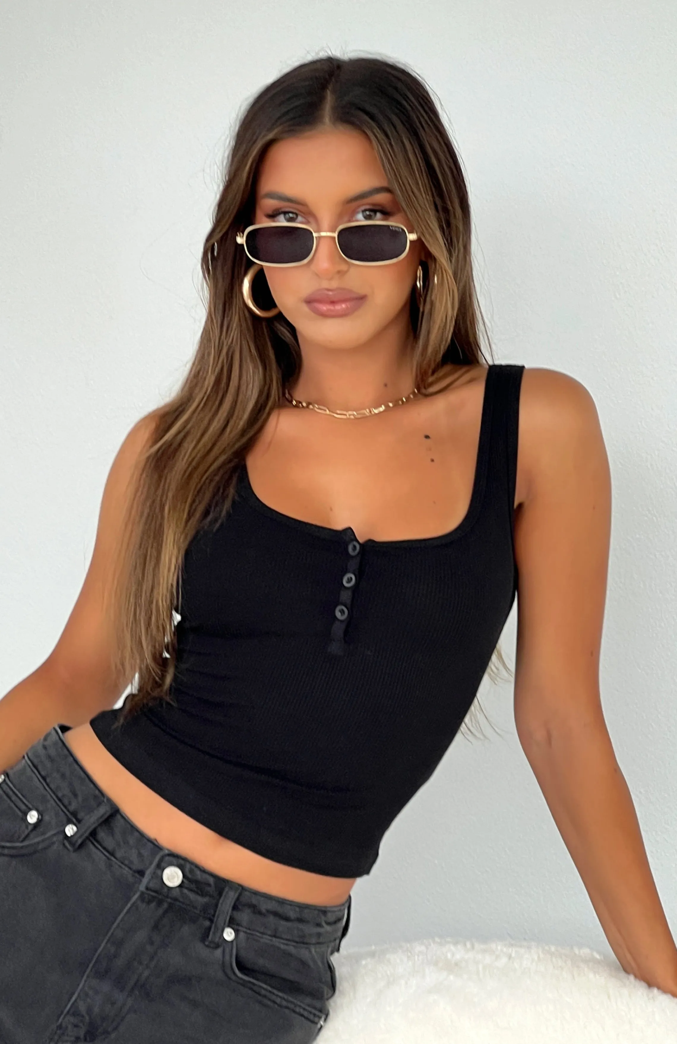 Short Temper Ribbed Top Black sold by White Fox Boutique product image thumbnail 5