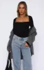 Straight Up Long Sleeve Bodysuit Black sold by White Fox Boutique