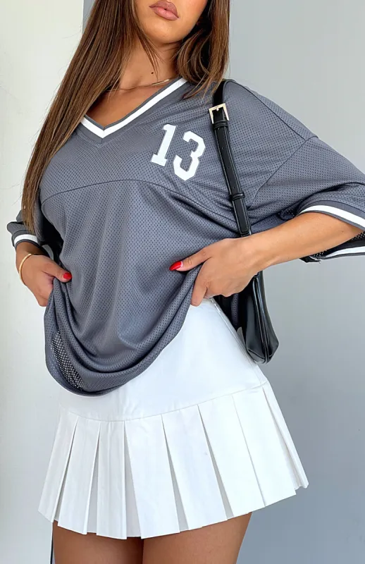 Moves To Make Oversized Sports Tee Charcoal sold by White Fox Boutique