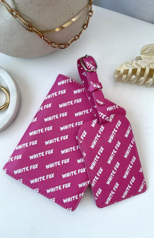 Traveller Passport And Luggage Tag Set Hot Pink sold by White Fox Boutique