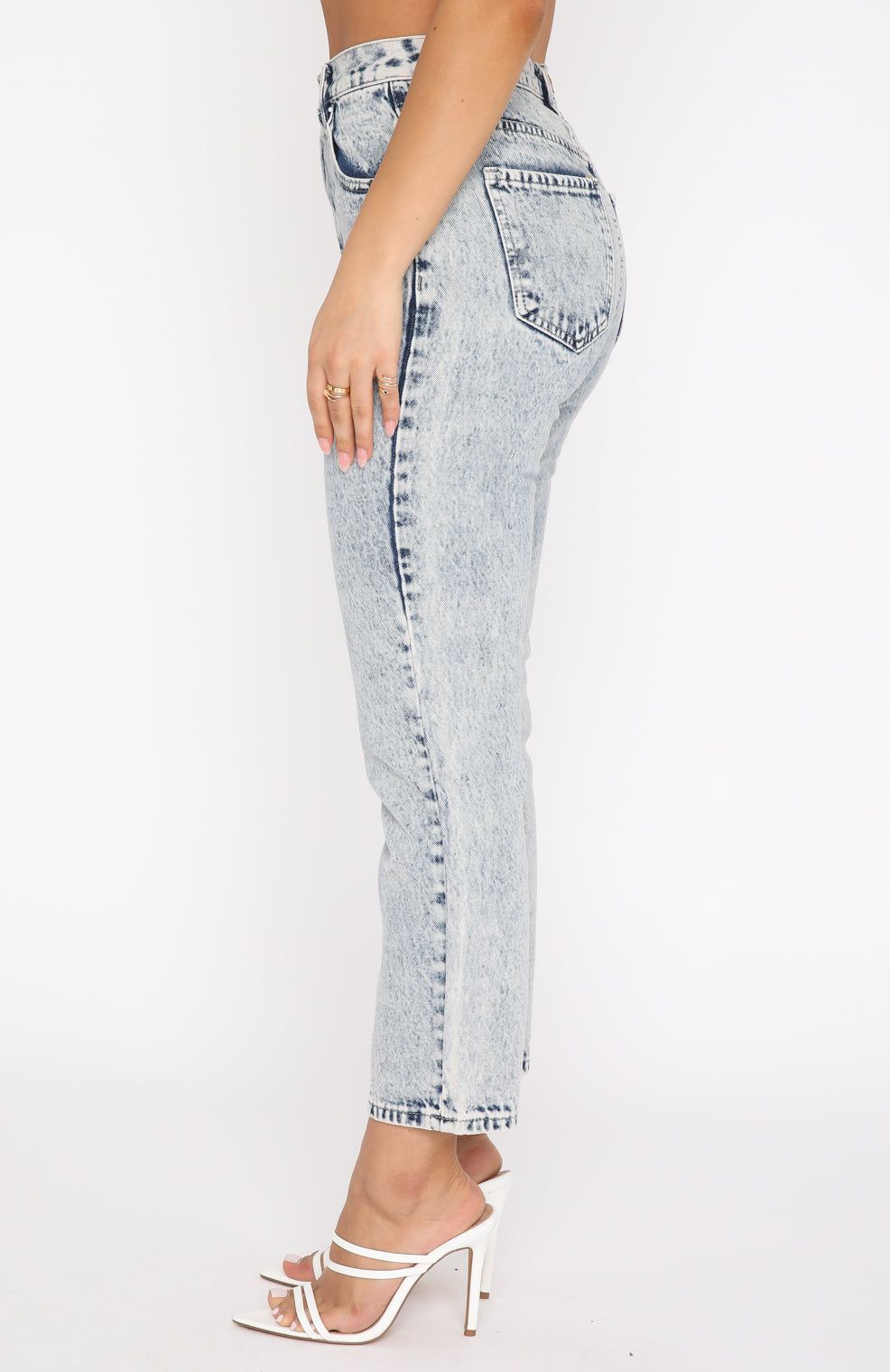 Drive Me Crazy High Rise Slim Leg Cropped Jeans Mid Blue sold by White Fox Boutique product image thumbnail 3