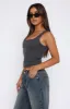 Let Me Adore You Ribbed Tank Top Charcoal sold by White Fox Boutique