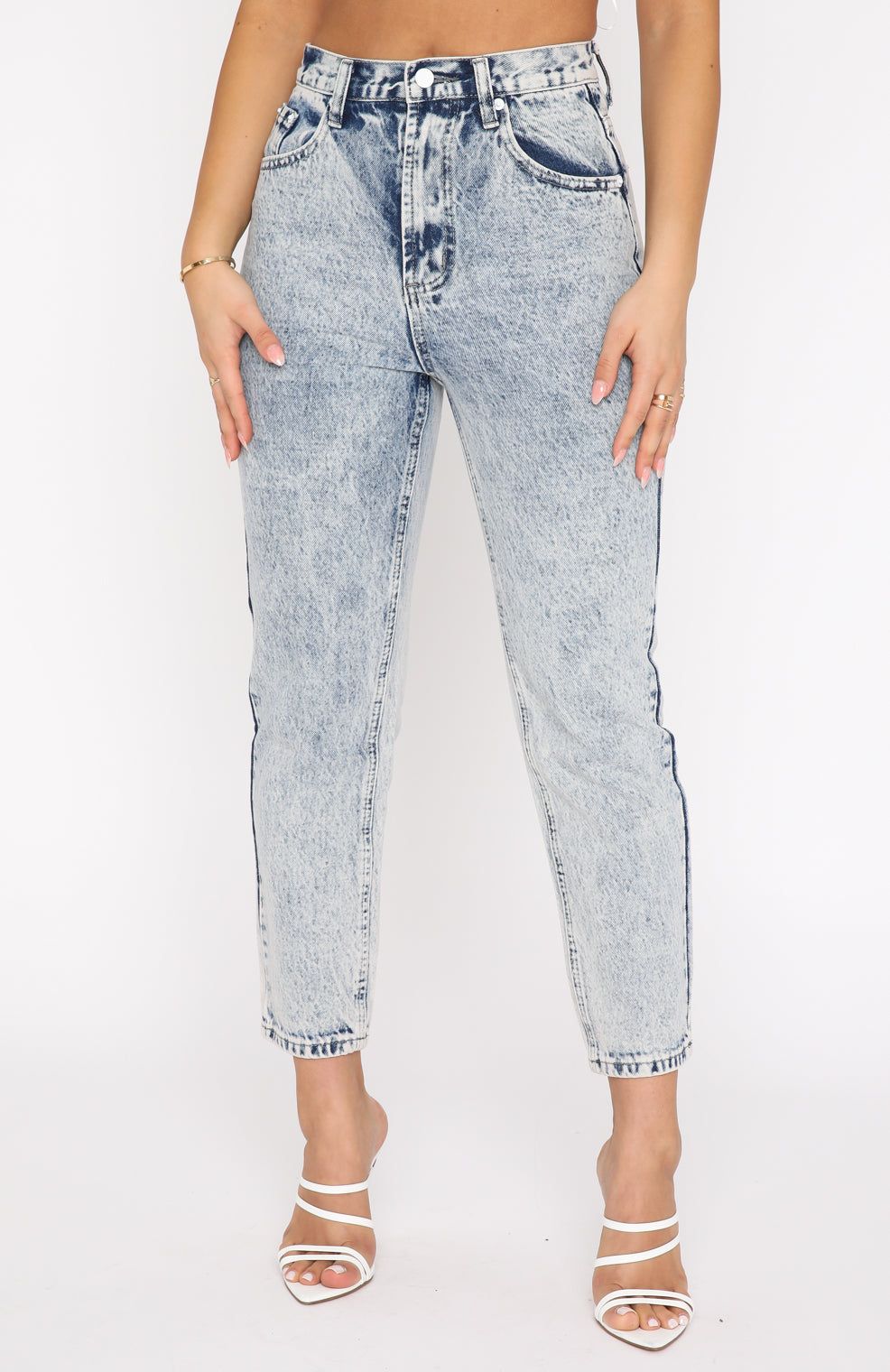 Drive Me Crazy High Rise Slim Leg Cropped Jeans Mid Blue sold by White Fox Boutique product image thumbnail 2