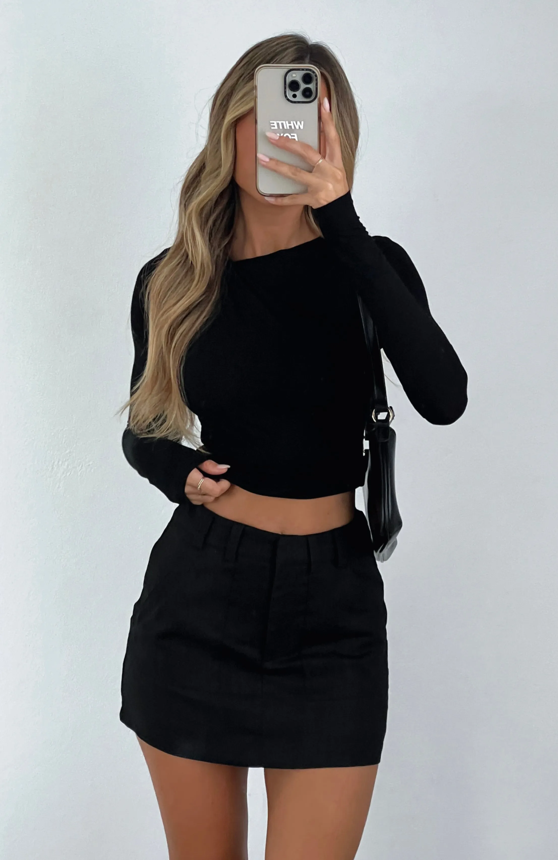 Have You Been In Love High Waisted Mini Skirt Black sold by White Fox Boutique