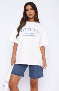 Caught Up On It Oversized Tee White sold by White Fox Boutique