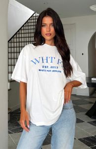 Caught Up On It Oversized Tee White sold by White Fox Boutique
