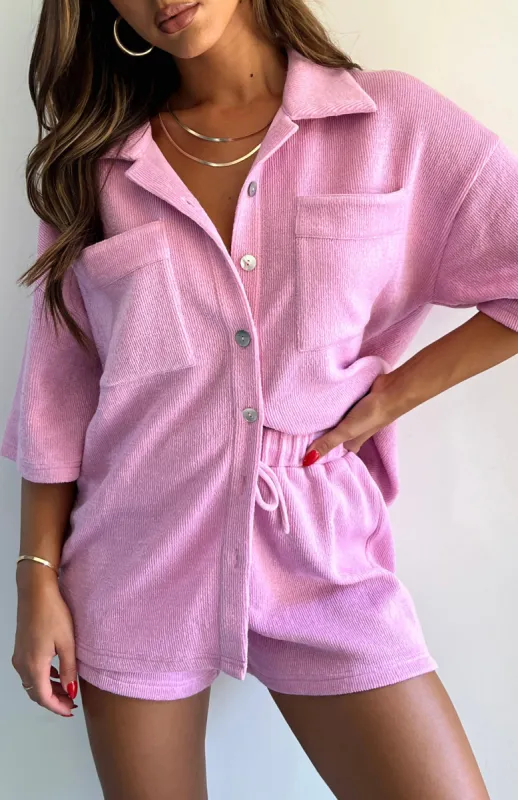 Main Vibe Button Up Shirt Bubblegum sold by White Fox Boutique