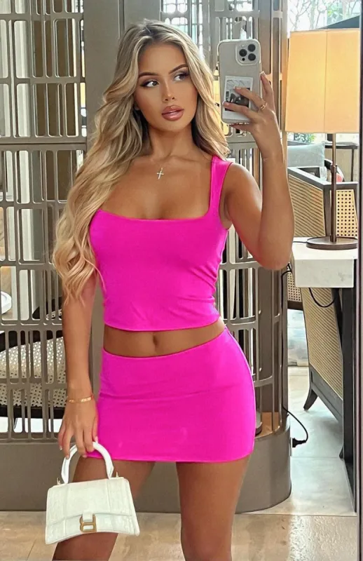 Dynasty Mini Skirt Hot Pink sold by White Fox Boutique