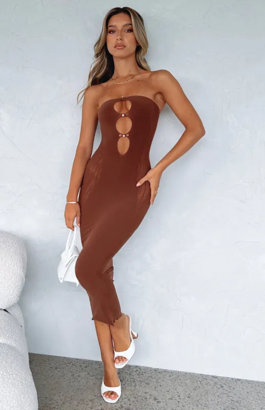 Your Peace Midi Dress Chocolate sold by White Fox Boutique