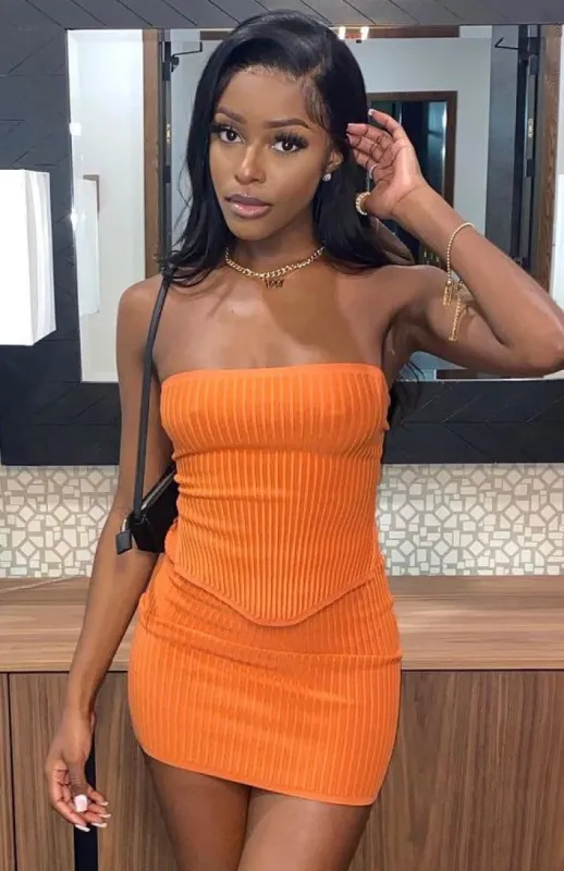 Slow Jams Knitted Mini Skirt Rust sold by White Fox Boutique