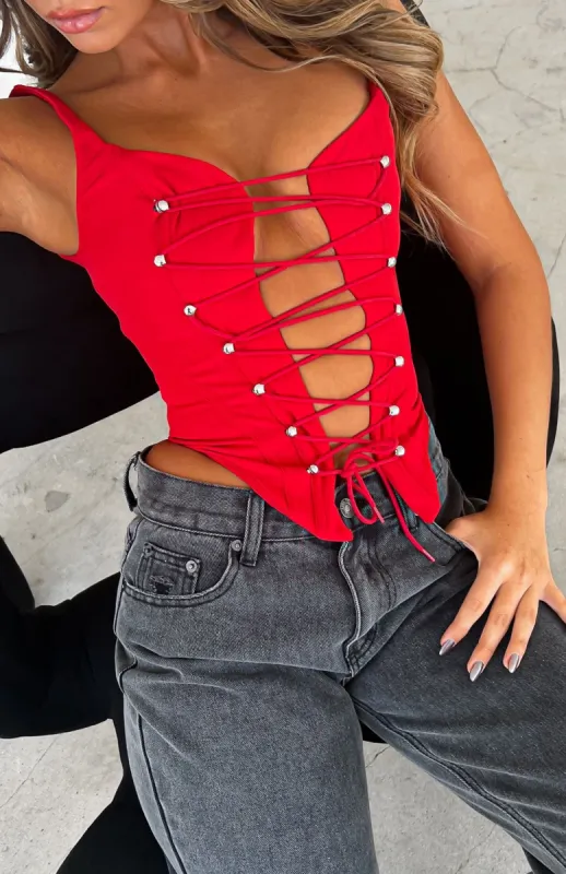 Fire In Her Eyes Bustier Red sold by White Fox Boutique