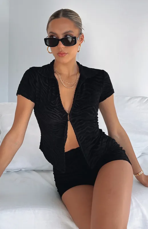 So Tempted Terry Top Black sold by White Fox Boutique