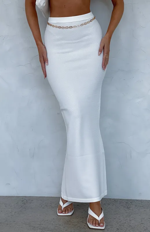 Finer Things Knitted Maxi Skirt White sold by White Fox Boutique