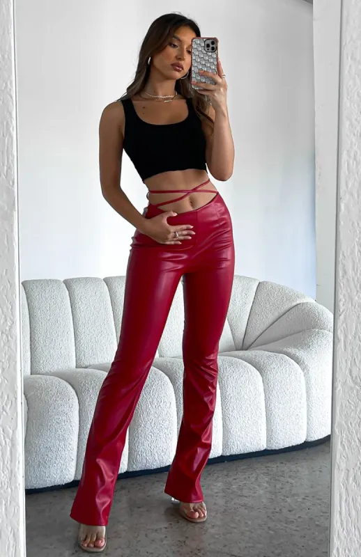 Twin Flame Pu Pants Red sold by White Fox Boutique