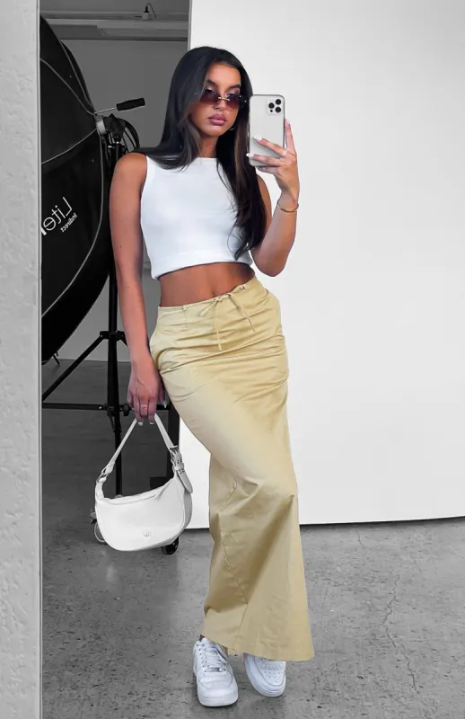 Street Style Maxi Skirt Sand sold by White Fox Boutique