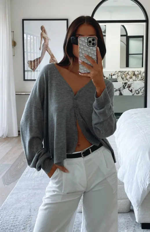 One Life Cardigan Dark Grey made by White Fox Boutique