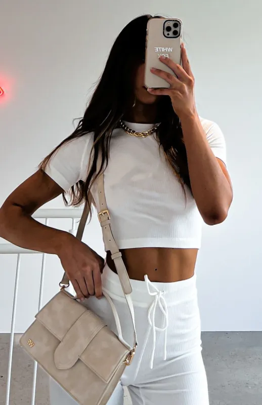 Ansley Bag Nude Suede made by White Fox Boutique