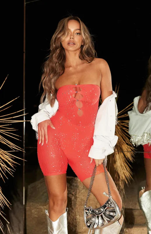 Body To Body Playsuit Flame sold by White Fox Boutique