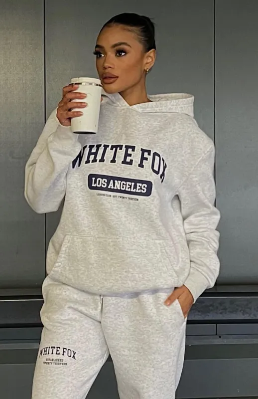 Varsity Vibe Hoodie Grey Marle sold by White Fox Boutique