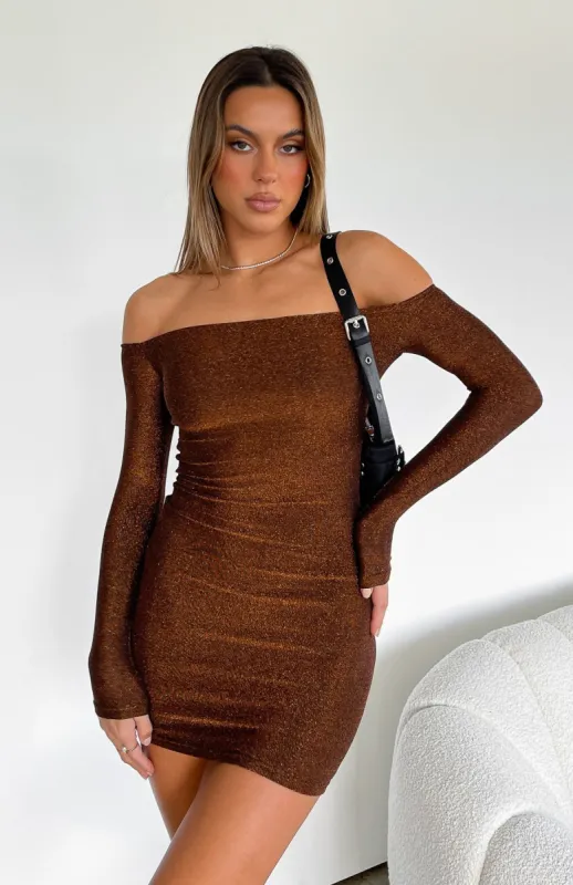 Won't Get Over You Long Sleeve Mini Dress Bronze sold by White Fox Boutique