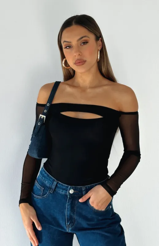 What Matters Most Long Sleeve Bodysuit Black sold by White Fox Boutique