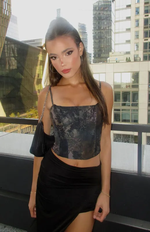 Love Me Harder Bustier Choc Floral sold by White Fox Boutique