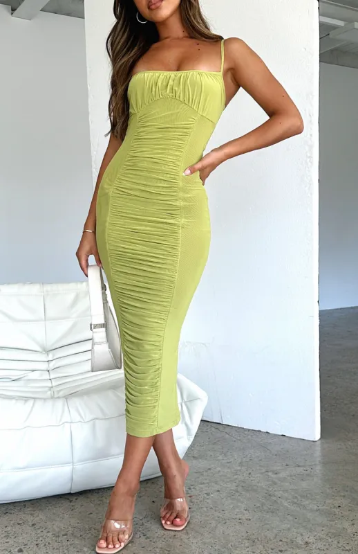 Beautiful Day Mesh Midi Dress Matcha sold by White Fox Boutique