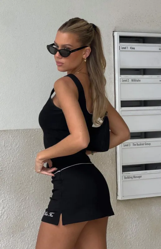 Stay Up Late Mini Skort Black sold by White Fox Boutique