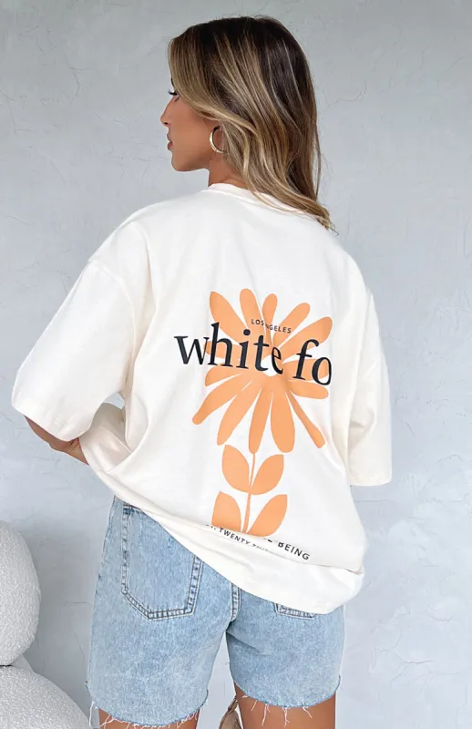 Bring Good Vibes Oversized Tee Butter sold by White Fox Boutique