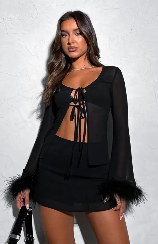 Spice It Up Long Sleeve Top Black sold by White Fox Boutique