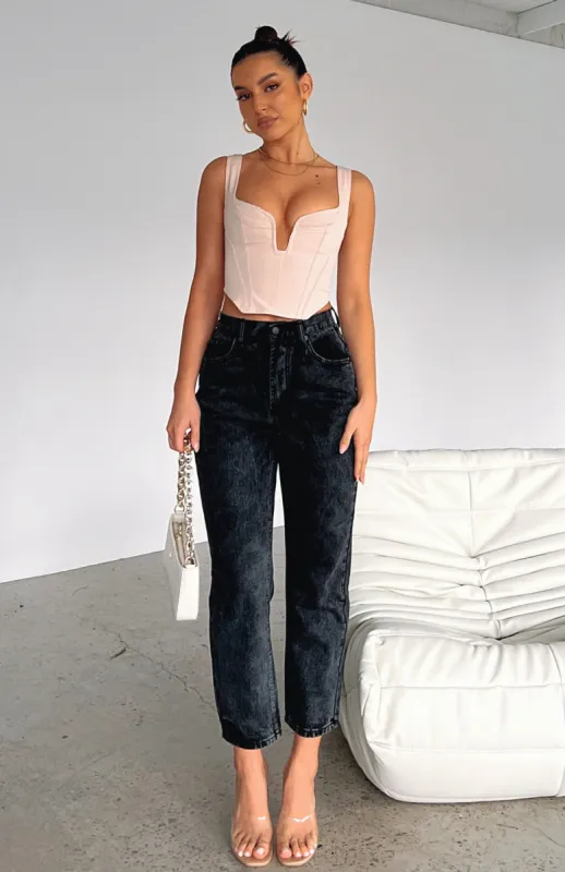 Drive Me Crazy High Rise Slim Leg Cropped Jeans Vintage Black sold by White Fox Boutique