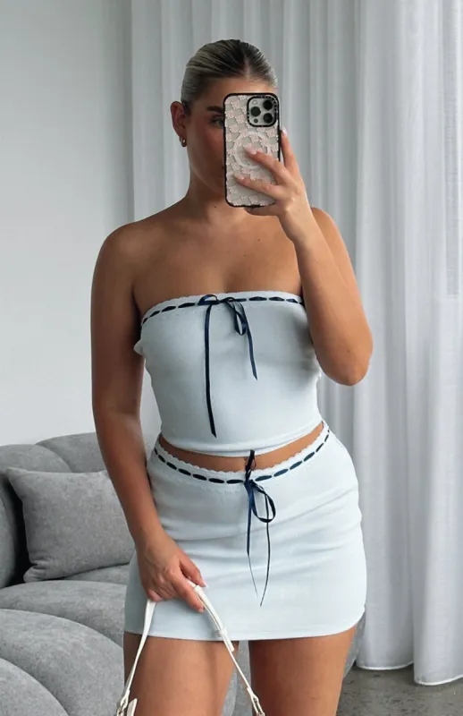Some You Win Mini Skirt Baby Blue sold by White Fox Boutique
