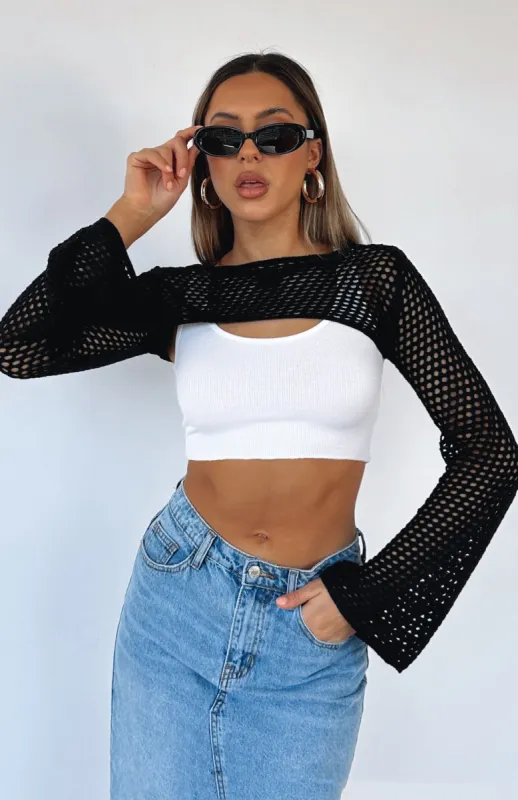 Keep On Walking Knit Bolero Black sold by White Fox Boutique