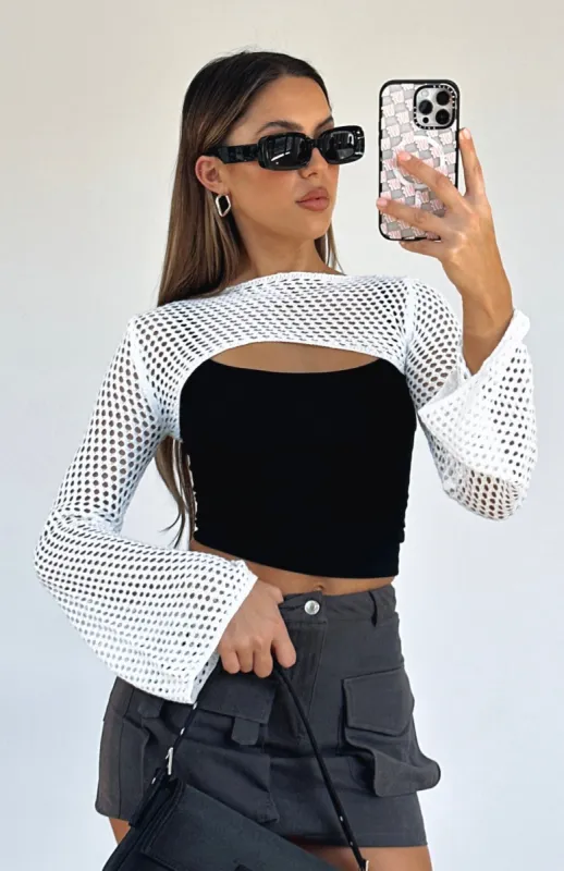 Keep On Walking Knit Bolero White sold by White Fox Boutique