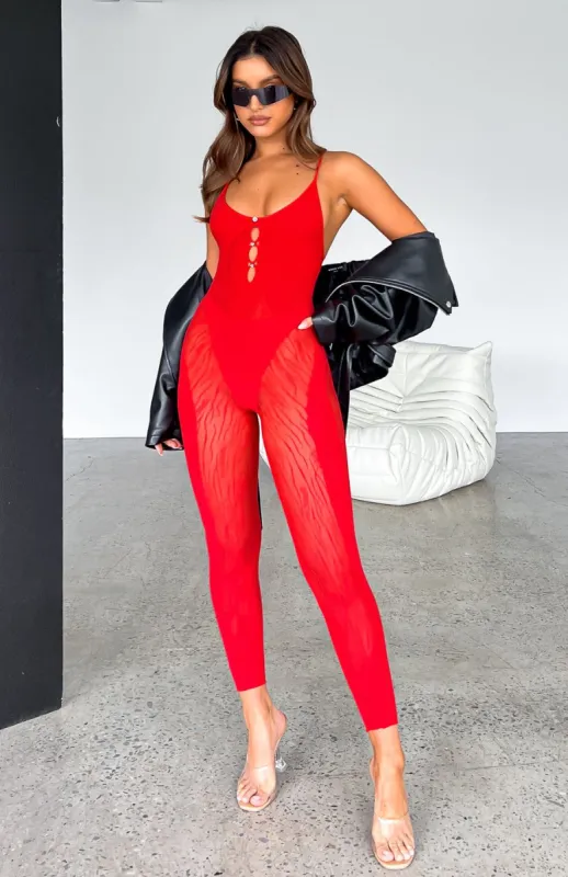 Mood Swings Jumpsuit Red sold by White Fox Boutique