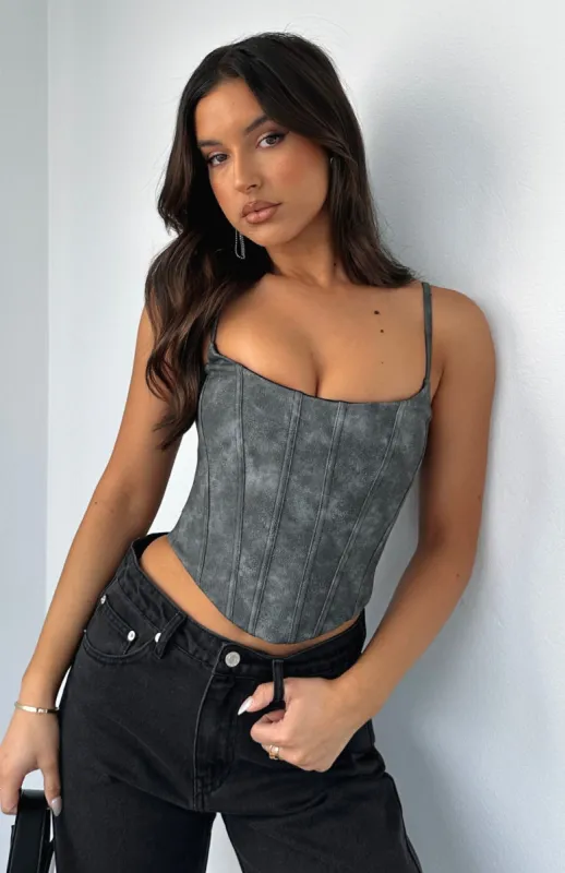 Wonderwall Bustier Charcoal sold by White Fox Boutique