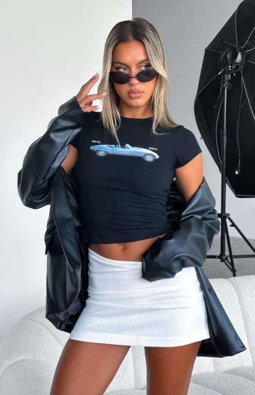 Drive All Night Baby Tee Black sold by White Fox Boutique