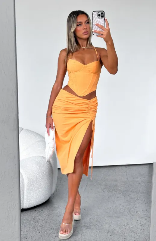 Do It My Way Midi Skirt Orange sold by White Fox Boutique