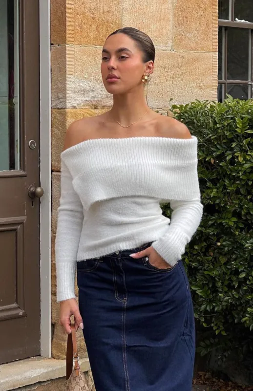 Snowflake One Shoulder Top Cream sold by White Fox Boutique