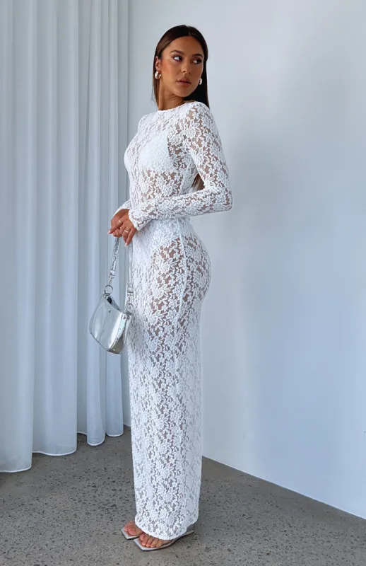 Vintage Love Long Sleeve Lace Maxi Dress White sold by White Fox Boutique