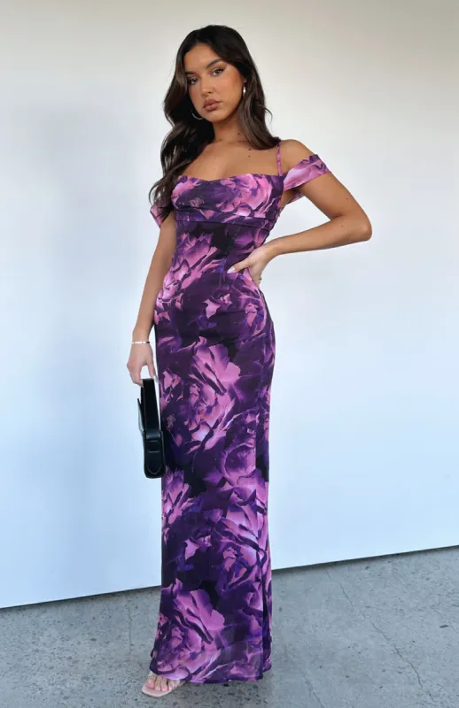 See The Vision Maxi Dress Purple Floral sold by White Fox Boutique