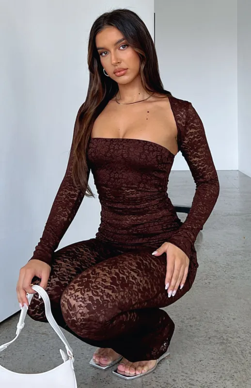 Work This Out Bolero Top Set Chocolate Lace sold by White Fox Boutique