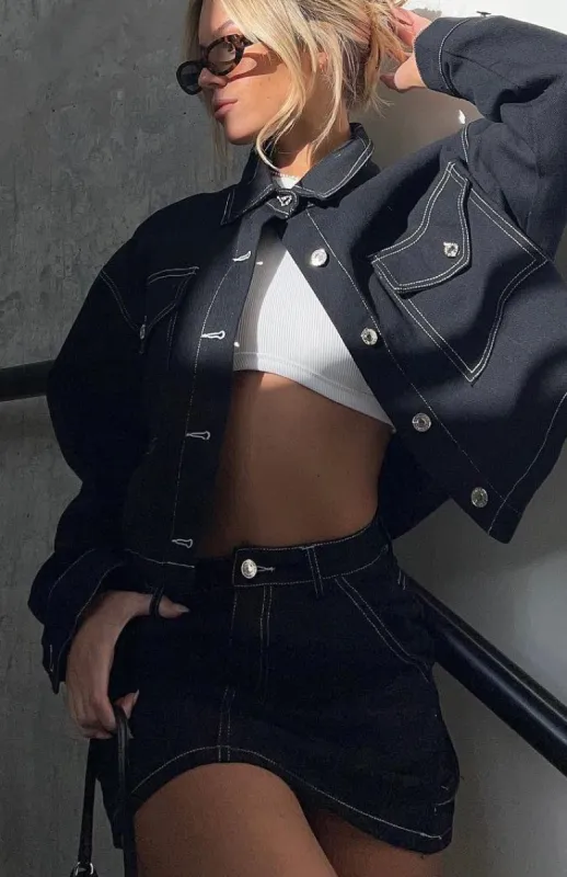 Mystery Of Love Cargo Mini Skirt Black sold by White Fox Boutique