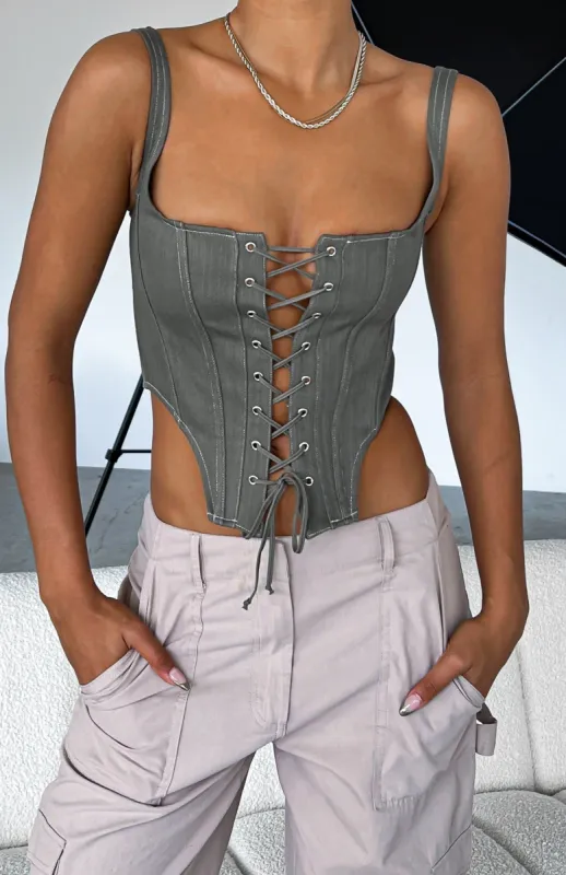 Good News Bustier Bottle Green sold by White Fox Boutique