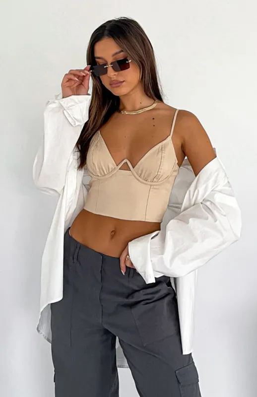 Midnight Oasis Bustier Oatmeal sold by White Fox Boutique