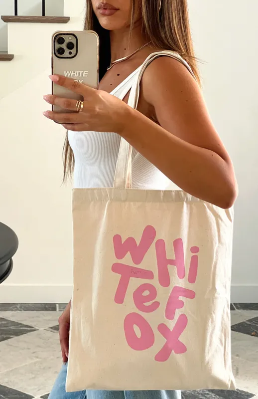New Standard Tote Bag Cream/Pink sold by White Fox Boutique