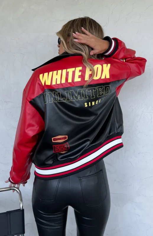 Out Of Here Bomber Jacket Black/Red sold by White Fox Boutique